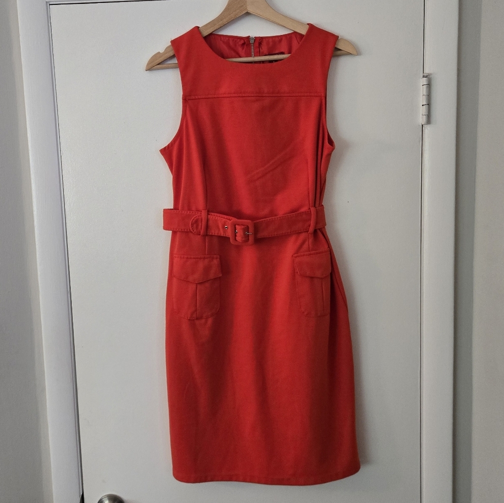 Merona Orange Ponte Belted Sheath Dress Size 6